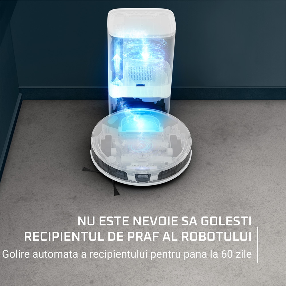 Aspirator robot ROWENTA S70+ RR8497WH, 0.35l, autonomie max 160 min, alb
