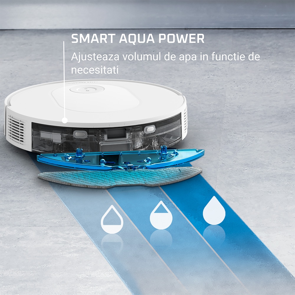 Aspirator robot ROWENTA S70+ RR8497WH, 0.35l, autonomie max 160 min, alb