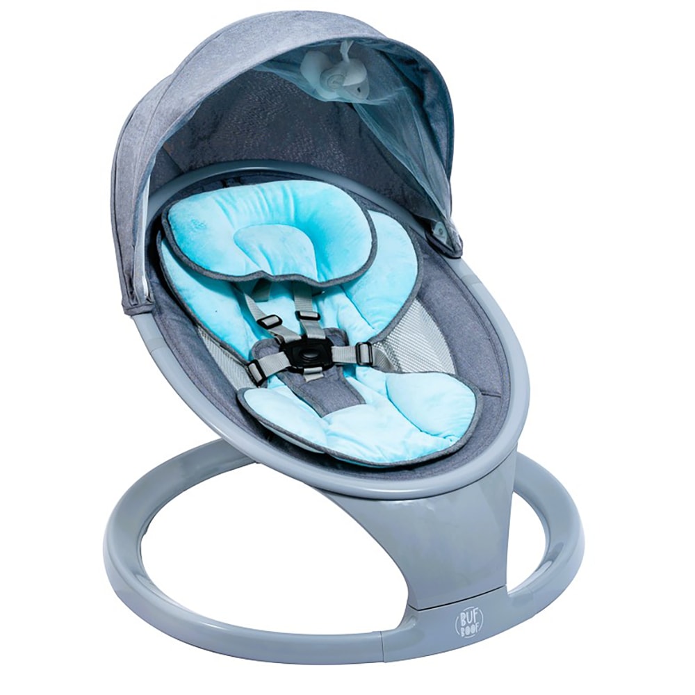 Leagan electric portabil BUF BOOF W5BLUE, 0 luni+, bleu-gri