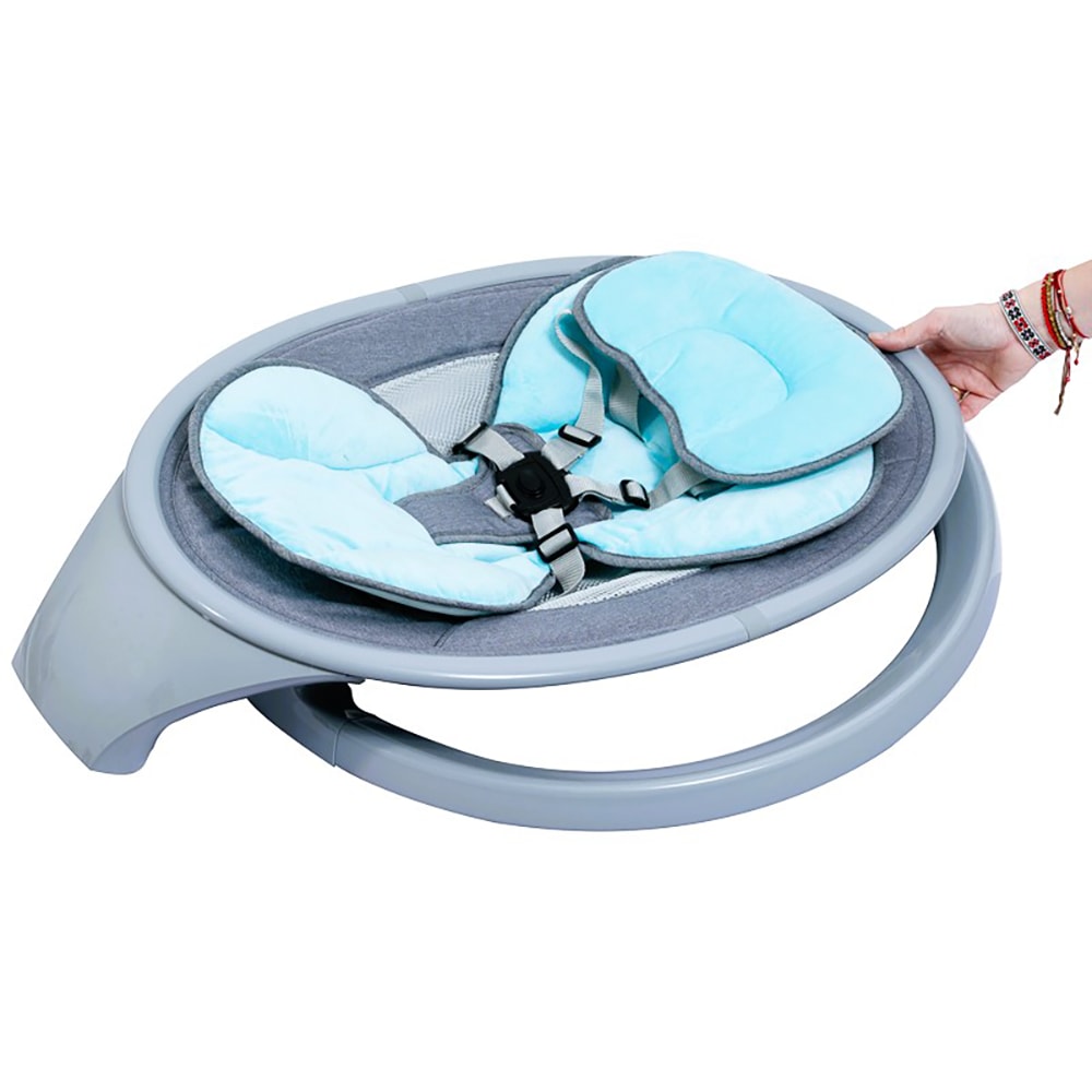 Leagan electric portabil BUF BOOF W5BLUE, 0 luni+, bleu-gri