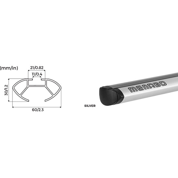 Bare transversale MENABO Delta, Hyundai i10 (IA), 5 usi, 2017-2019, 119 cm