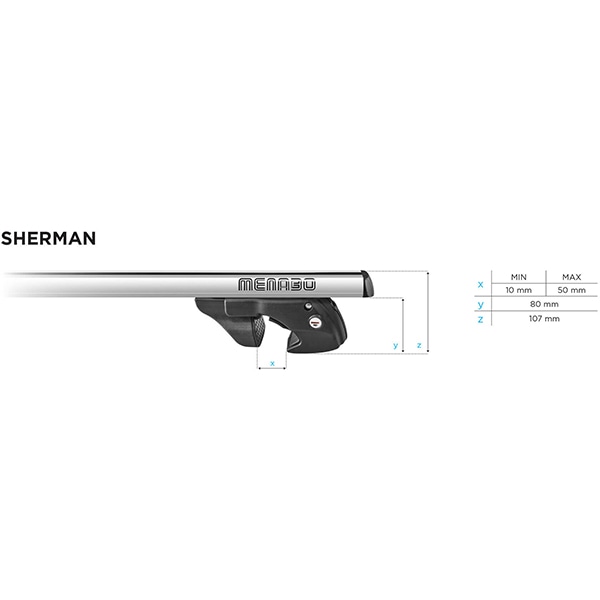 Bare transversale MENABO Sherman XL, Volvo V70, 2007-2013, 135 cm
