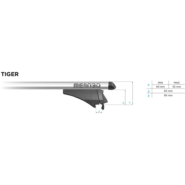 Bare transversale MENABO Tiger, Volkswagen T-Cross (1C), 2018-Prezent, 120 cm