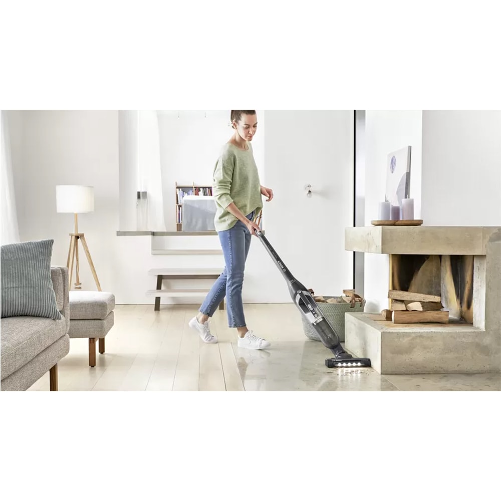 Aspirator vertical 2in1 BOSCH Flexxo Gen2 Seria 4 BCH3K2801, 0.4l, 25.2V, autonomie max 55 min, Sistem RobustAir, argintiu-negru
