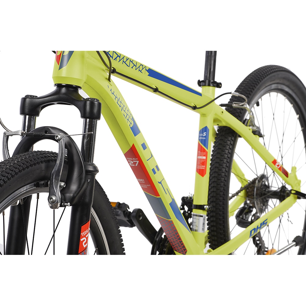 Bicicleta MTB DHS Terrana 2723 S, roata 27.5", 21 viteze, schimbator Shimano, frana V-brake, verde