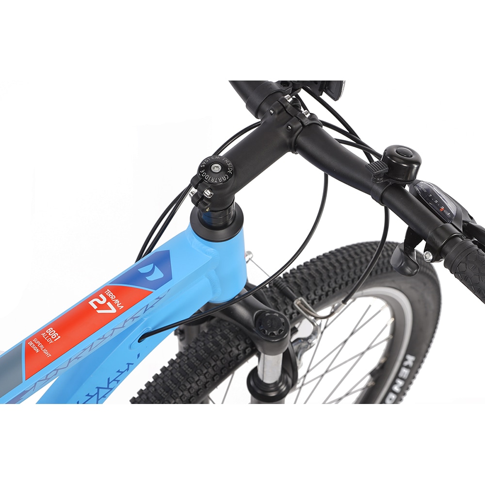 Bicicleta MTB DHS Terrana 2723 M, roata 27.5", 21 viteze, schimbator Shimano, frana V-brake, albastru