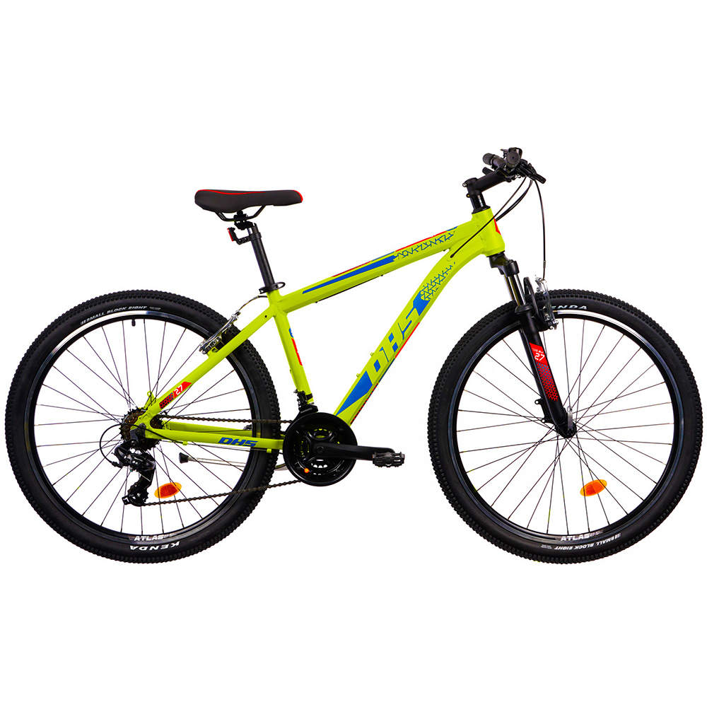 Bicicleta MTB DHS Terrana 2723 M, roata 27.5", 21 viteze, schimbator Shimano, frana V-brake, verde