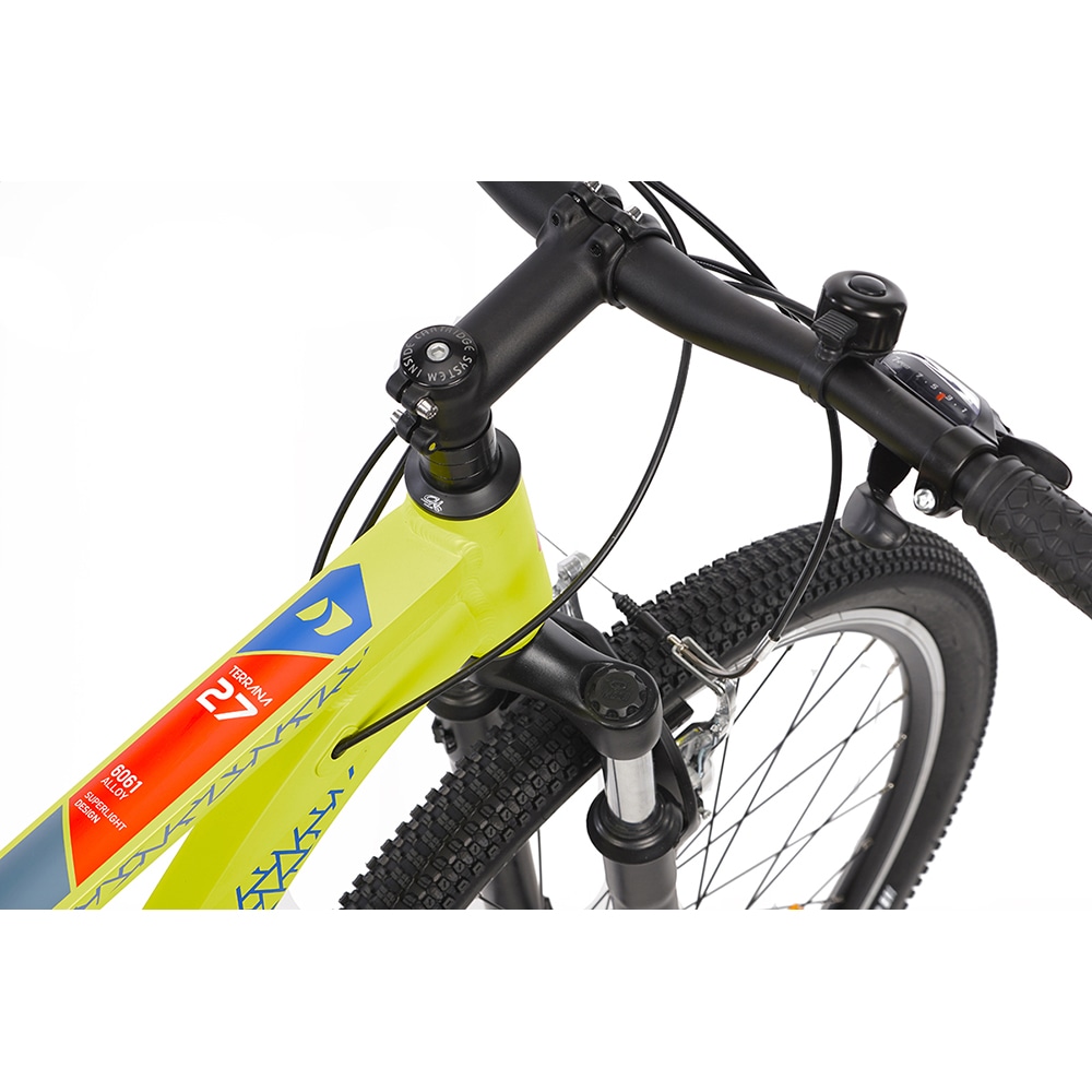 Bicicleta MTB DHS Terrana 2723 M, roata 27.5", 21 viteze, schimbator Shimano, frana V-brake, verde