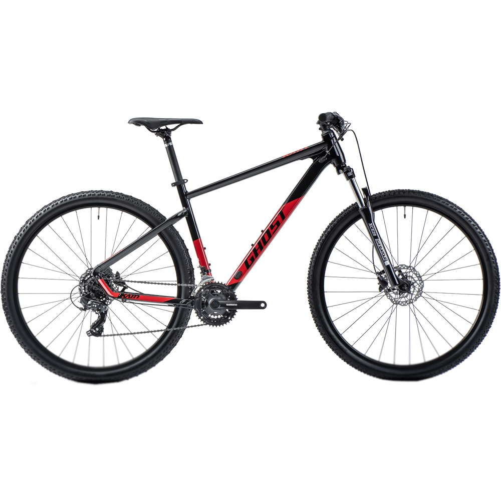 Bicicleta MTB GHOST Kato M, roata 29", 7 viteze, schimbator Shimano, frana disc hidraulica, rosu-negru