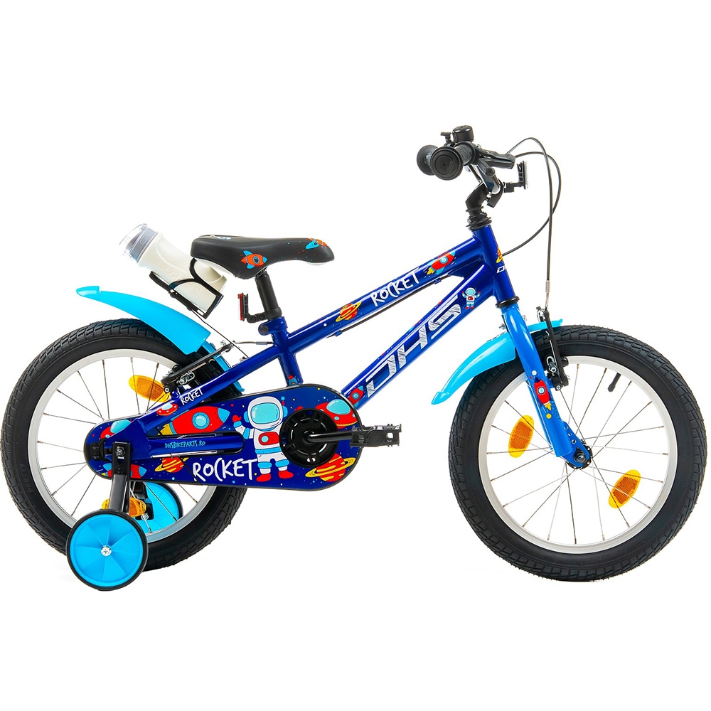 Bicicleta copii DHS Rocket, roata 16", frana V-brake, albastru