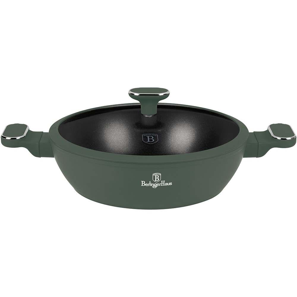 Cratita joasa cu capac BERLINGER HAUS BH 8163, 28 cm, aluminiu, verde mat