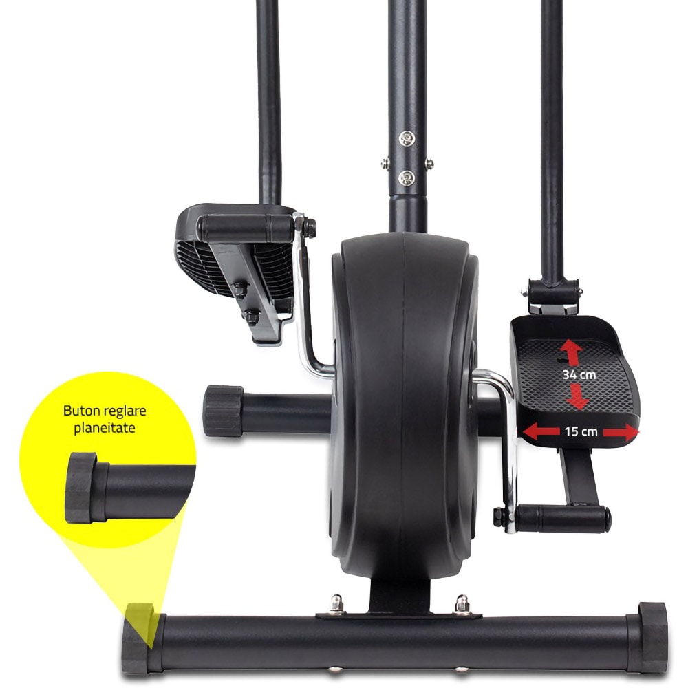 Bicicleta eliptica TECHFIT E250N, volanta 5 kg, greutate suportata 110 kg, negru