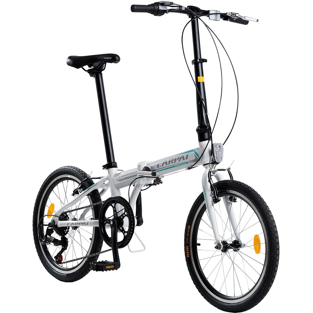 Bicicleta pliabila CARPAT C2068B, roata 20", 7 viteze, schimbator Sunrun, frana V mecanica, alb