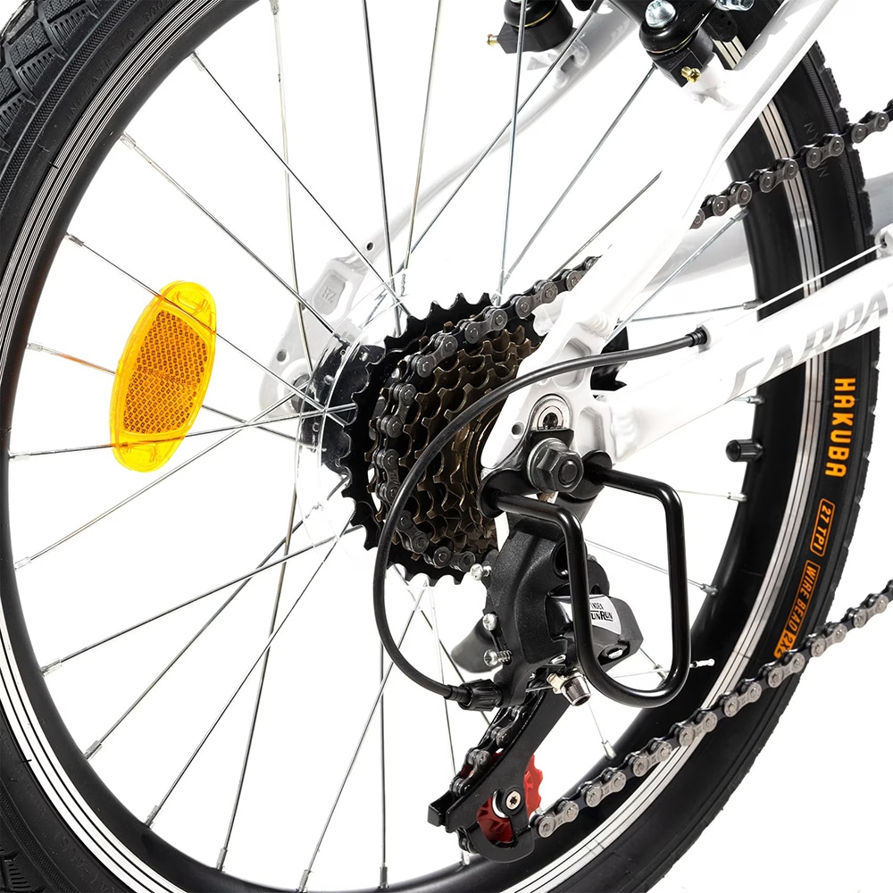 Bicicleta pliabila CARPAT C2068B, roata 20", 7 viteze, schimbator Sunrun, frana V mecanica, alb