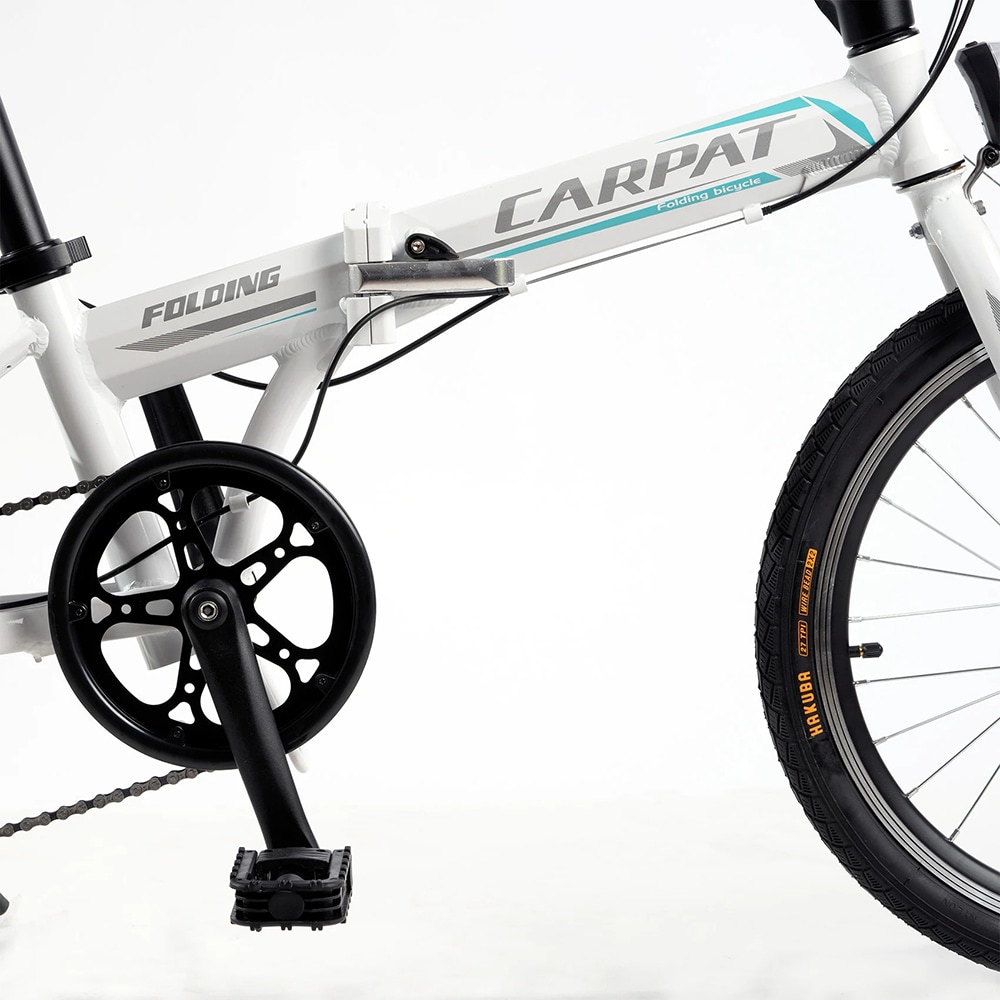 Bicicleta pliabila CARPAT C2068B, roata 20", 7 viteze, schimbator Sunrun, frana V mecanica, alb