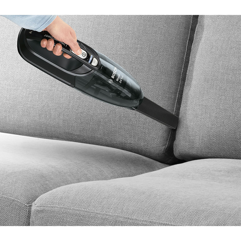Aspirator de mana BOSCH Move BHN24L, 0.3l, 21.6V, autonomie max 45 min, High Airflow System, negru