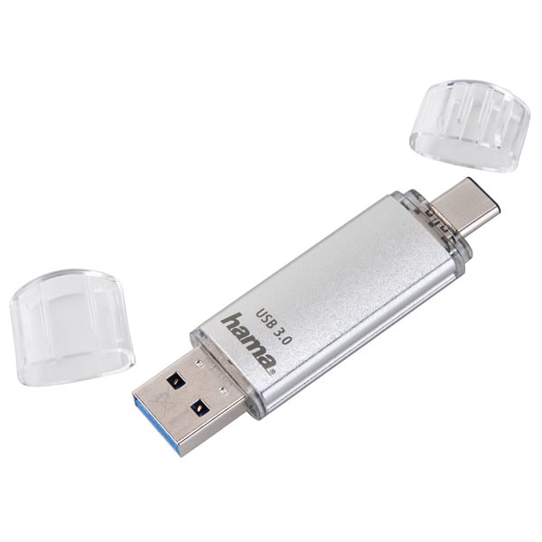 Memorie USB HAMA C-Laeta 124163, USB 3.0-Type C, 64GB, 40MBs, argintiu