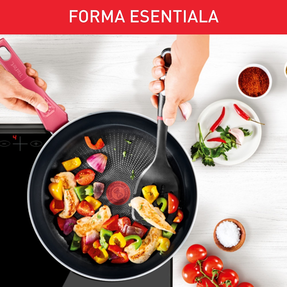 Tigaie TEFAL Daily Expert, 20cm, aluminiu, Thermo-Signal, invelis antiaderent, rosu