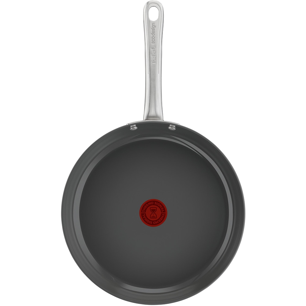Tigaie TEFAL Renew+, 28 cm, aluminiu reciclat, Thermo-Signal, invelis ceramic, gri