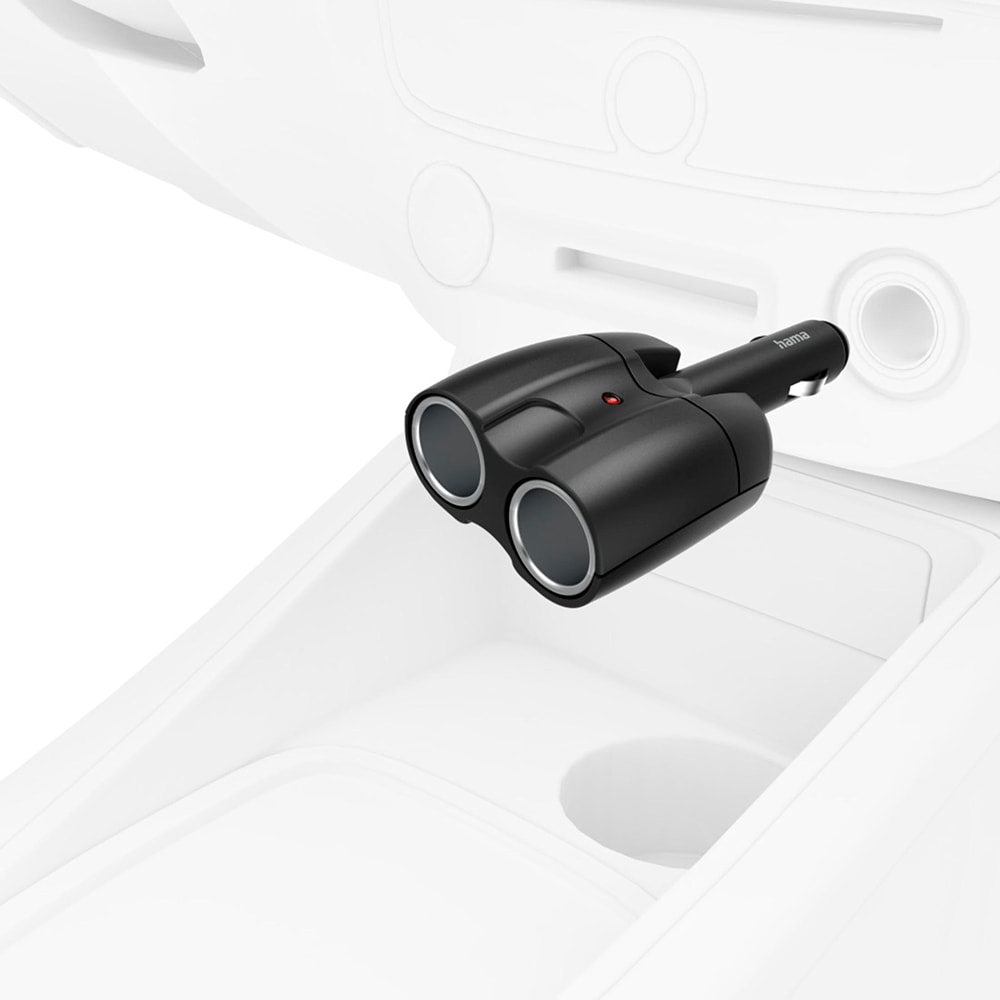 Distribuitor pentru priza auto HAMA 223403, 12V, 2 iesiri, 180grade, negru