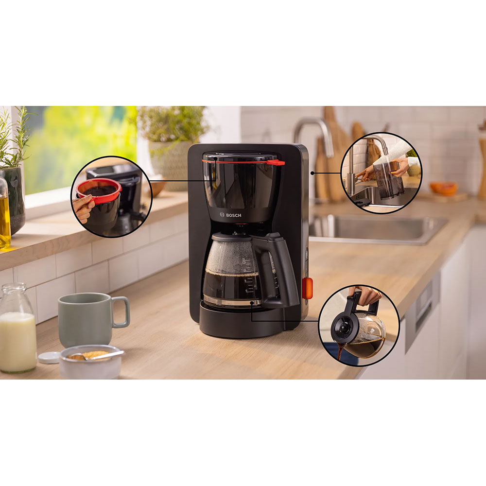 Cafetiera BOSCH MyMoment TKA3M133, 1.4l, 1200W, 15 cesti, negru