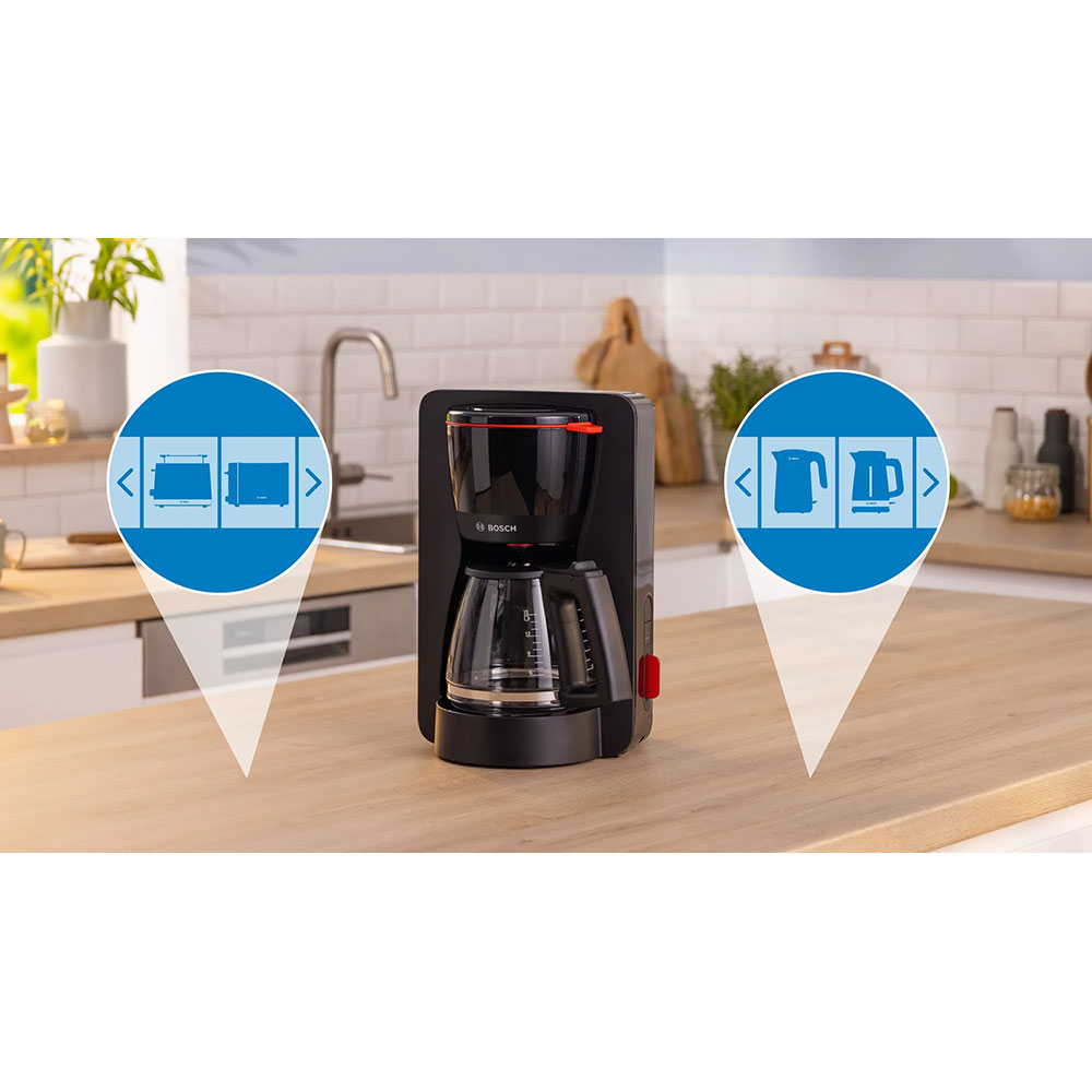 Cafetiera BOSCH MyMoment TKA3M133, 1.4l, 1200W, 15 cesti, negru