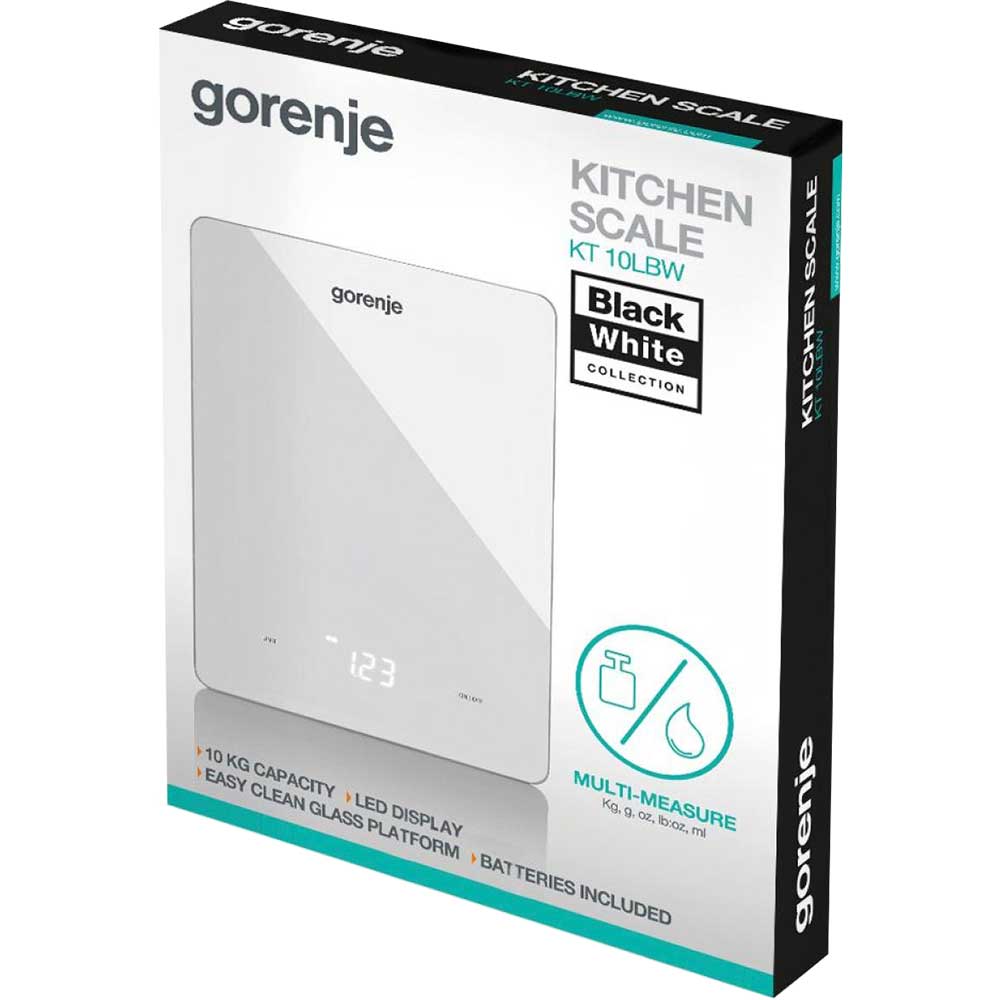 Cantar de bucatarie GORENJE KT10LBW, 10kg, alb-gri