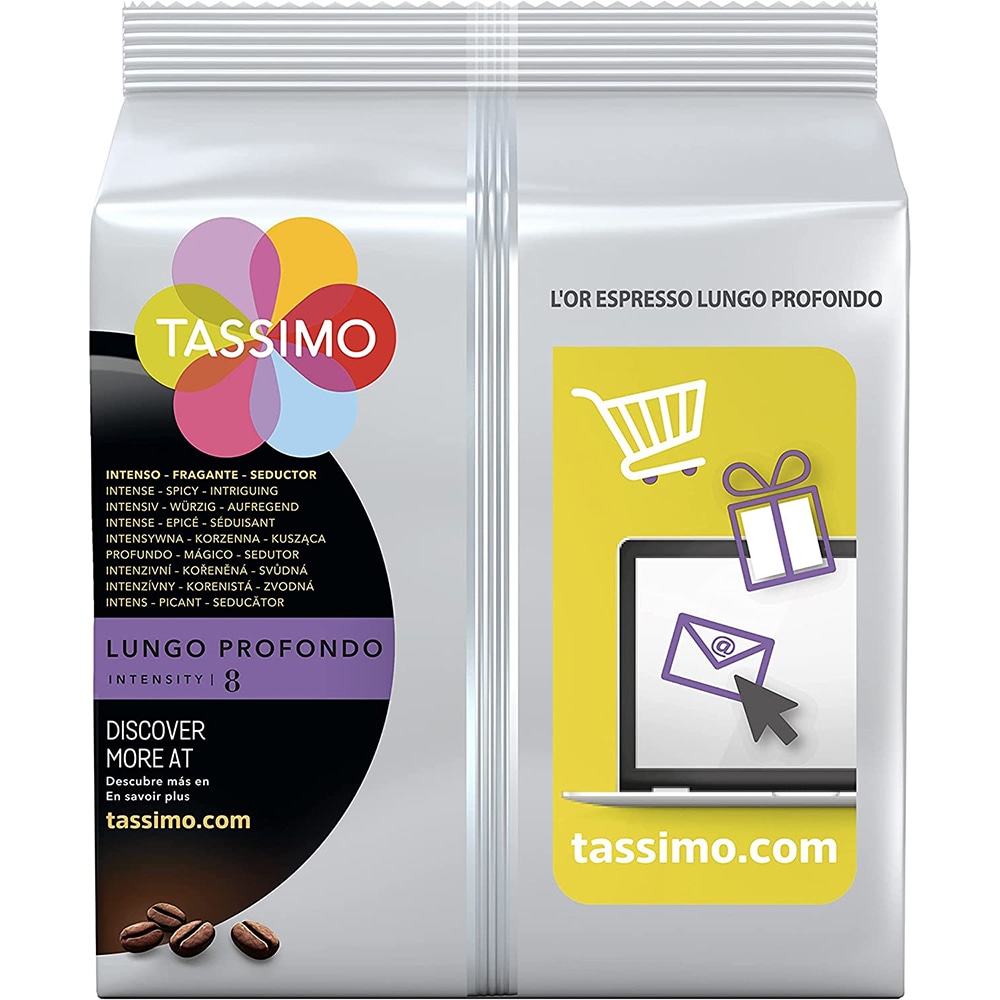 Capsule cafea L'OR Lungo Profondo, compatibile Tassimo, 16 capsule, 128g