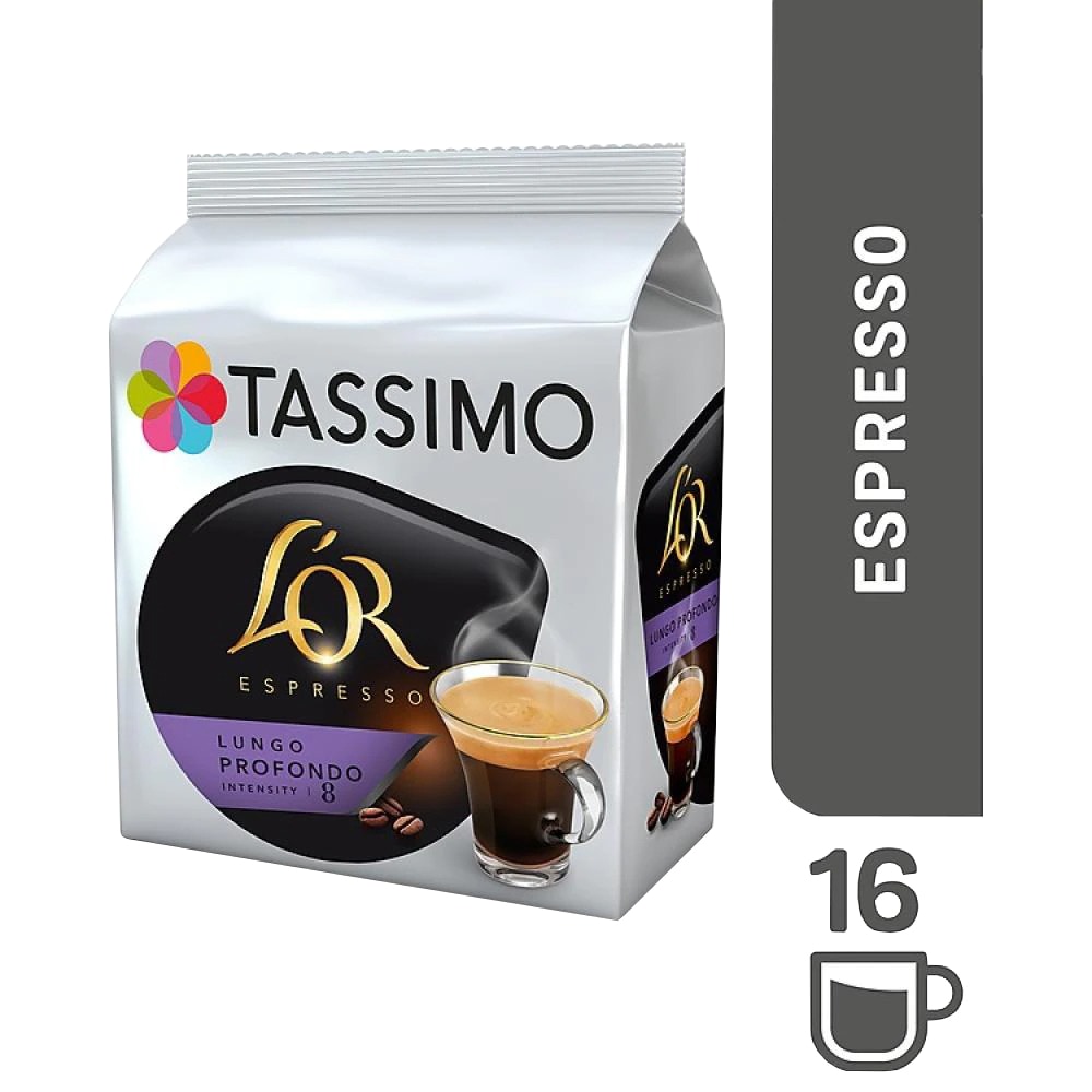 Capsule cafea L'OR Lungo Profondo, compatibile Tassimo, 16 capsule, 128g