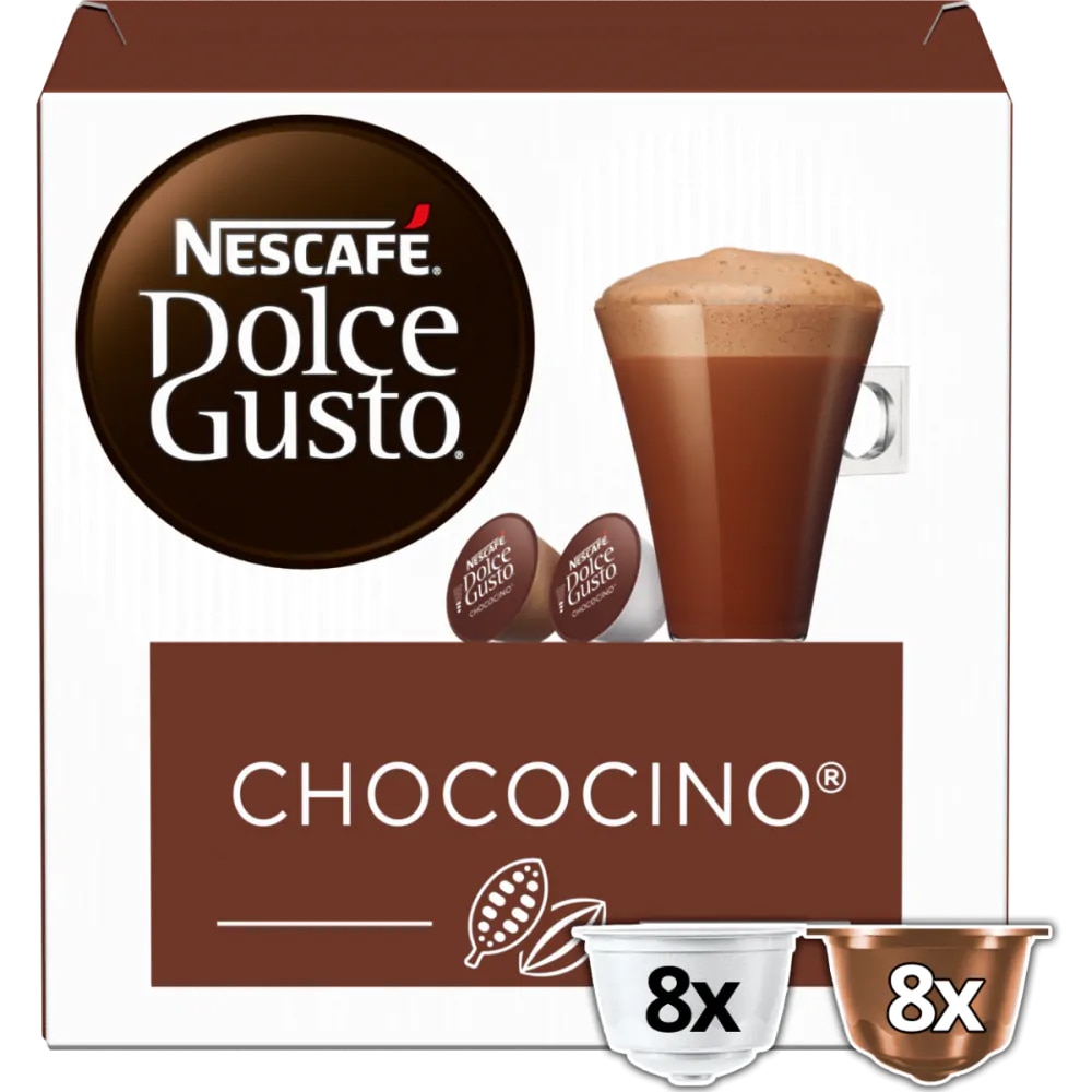 Capsule cafea NESCAFE Chococino, compatibile Dolce Gusto, 8 capsule cafea + 8 capsule lapte, 256g