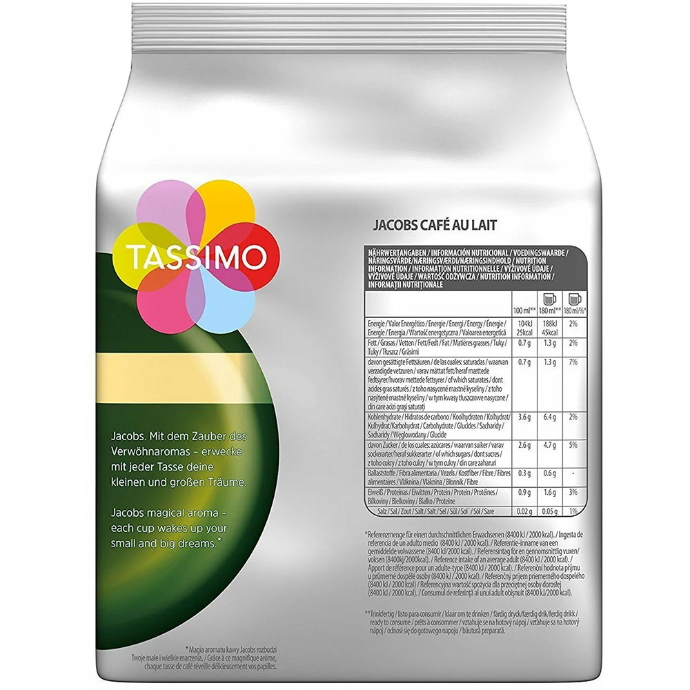 Capsule cafea TASSIMO Jacobs Cafe Au Lait, 16 capsule, 184g