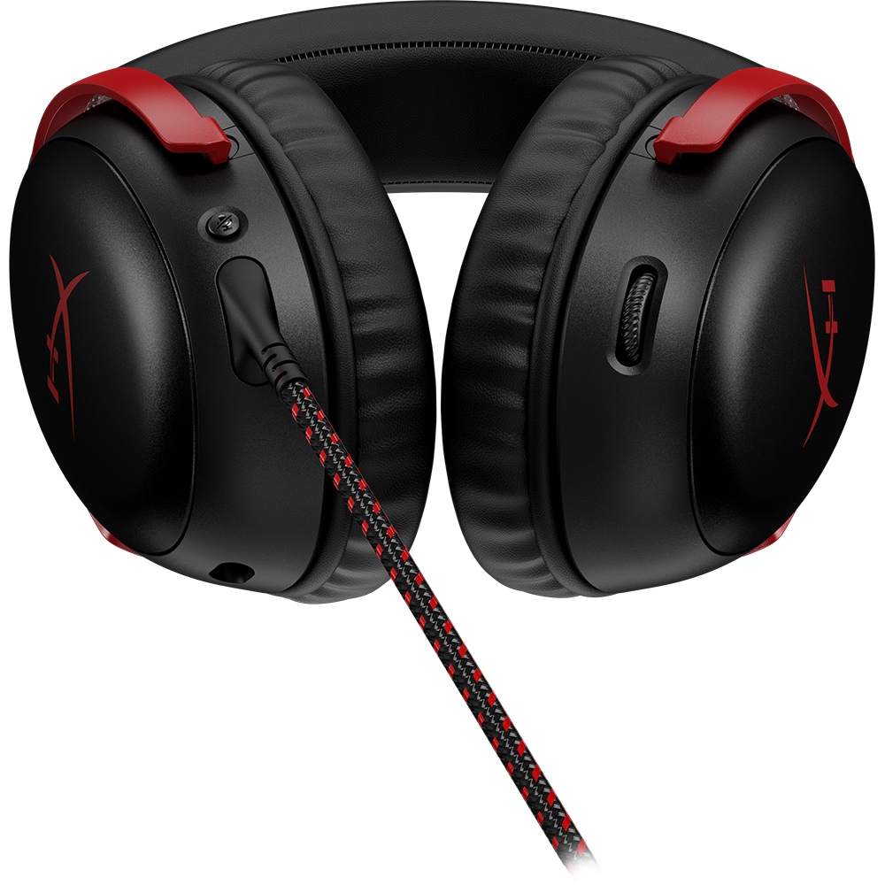 Casti Gaming HyperX Cloud III, DTS Headphone:X Spatial Audio, multiplatforma, 3.5mm, USB, negru-rosu