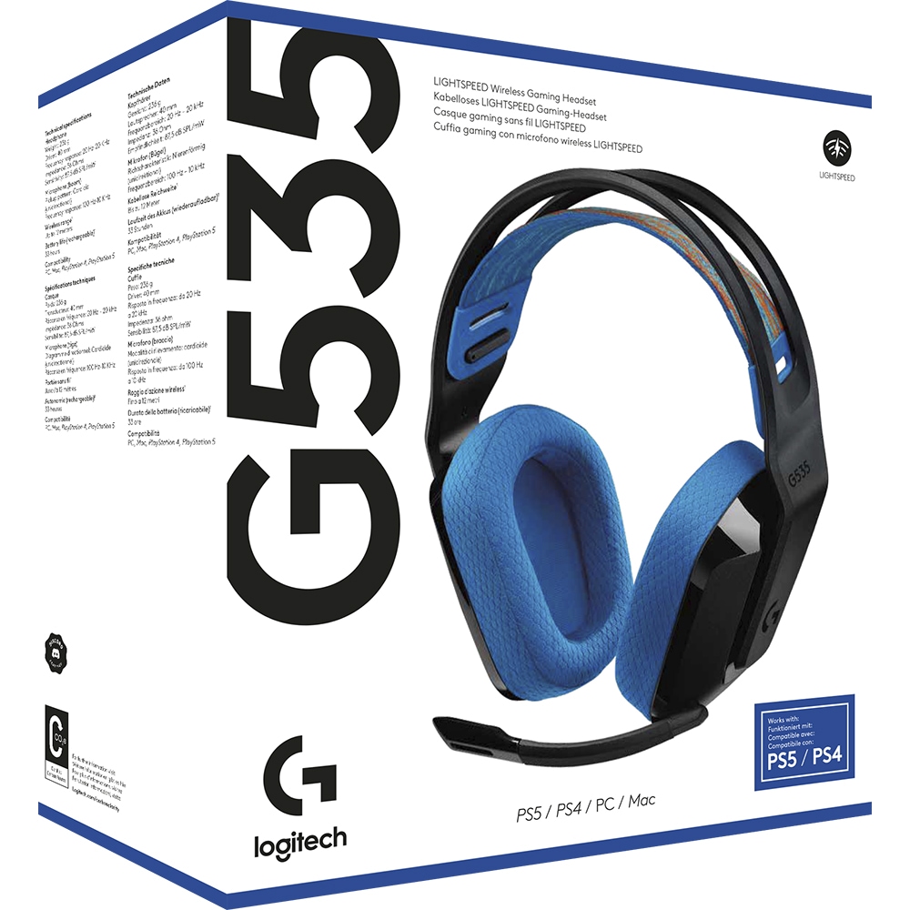 Casti Gaming Wireless LOGITECH G535 LIGHTSPEED, multiplatforma, negru-albastru