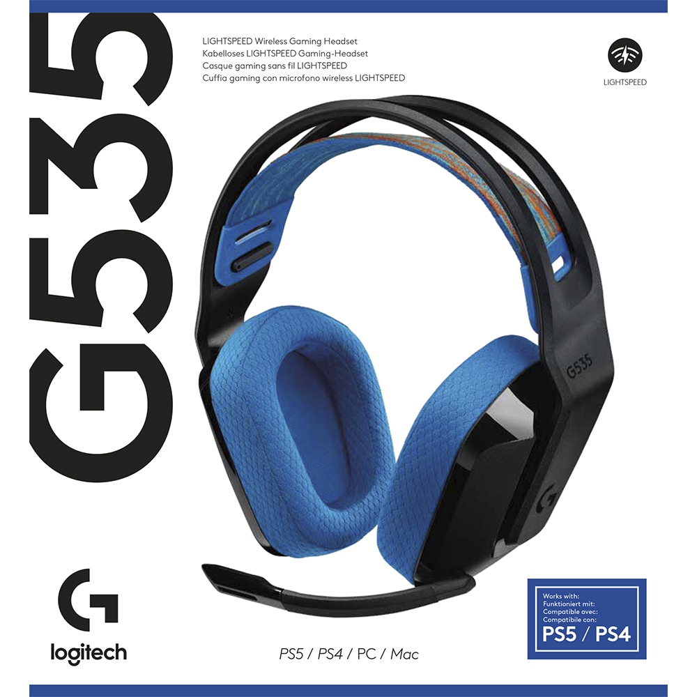 Casti Gaming Wireless LOGITECH G535 LIGHTSPEED, multiplatforma, negru-albastru