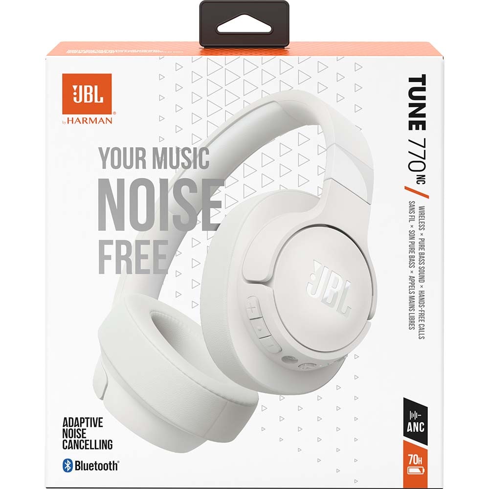 Casti JBL Tune 770NC, Bluetooth, On-ear, Microfon, Noise cancelling, alb