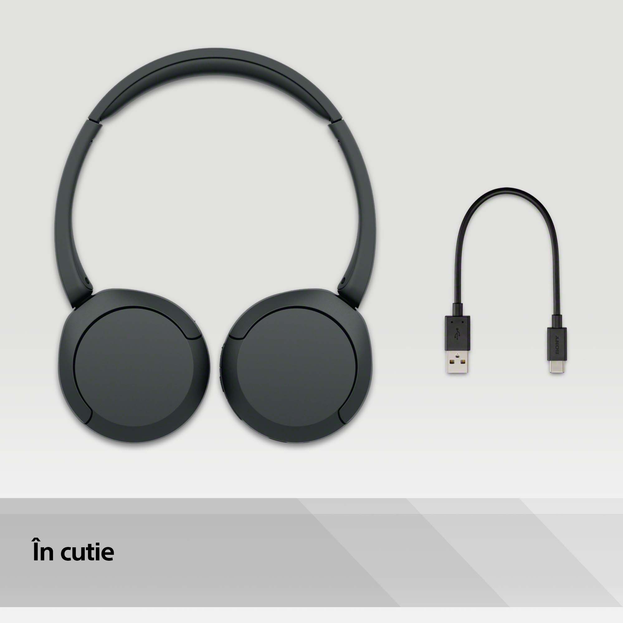 Casti SONY WH-CH520B, Bluetooth, On-Ear, Microfon, negru