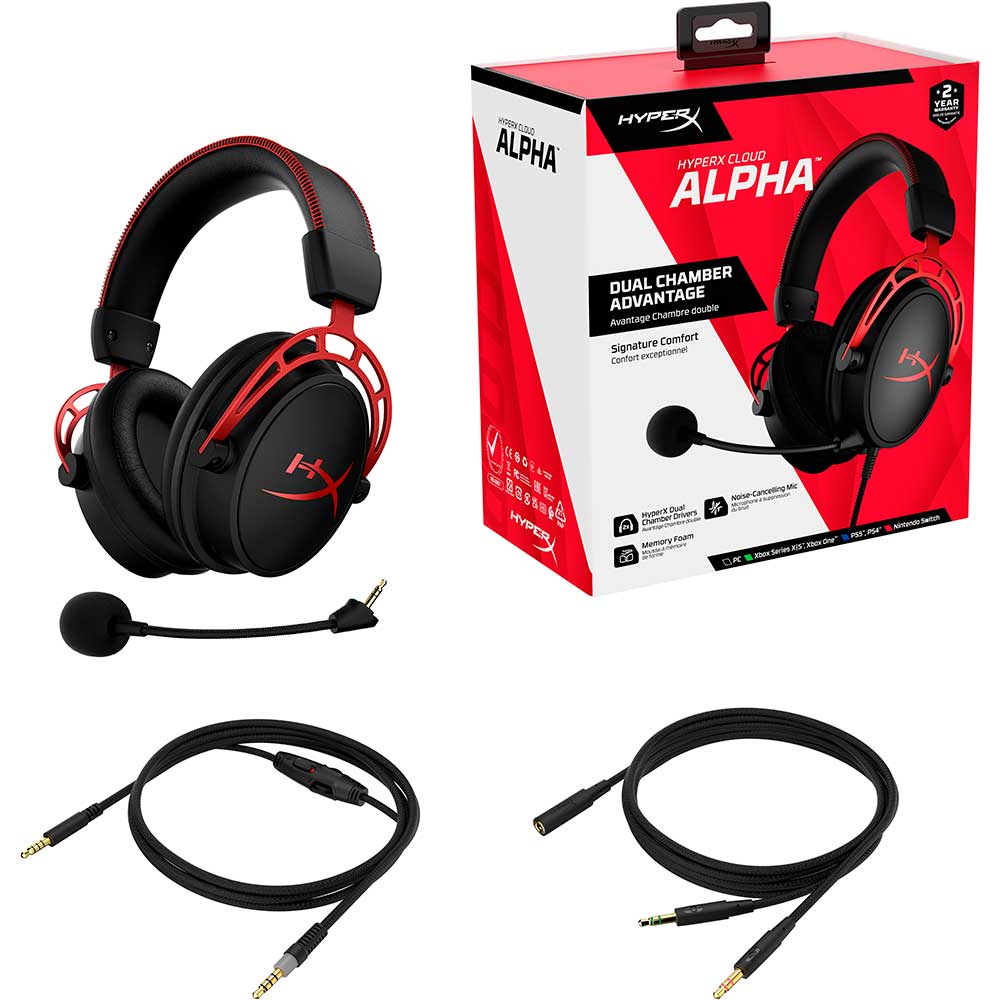 Casti Gaming HyperX Cloud Alpha Red, surround, multiplatforma, 3.5mm, negru-rosu
