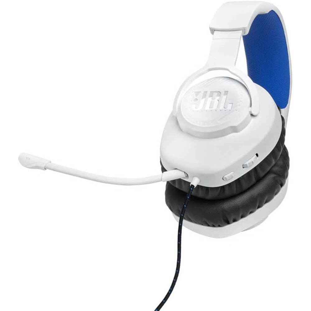 Casti Gaming JBL Quantum 100P Console, multiplatforma, Jack 3.5mm, alb-albastru