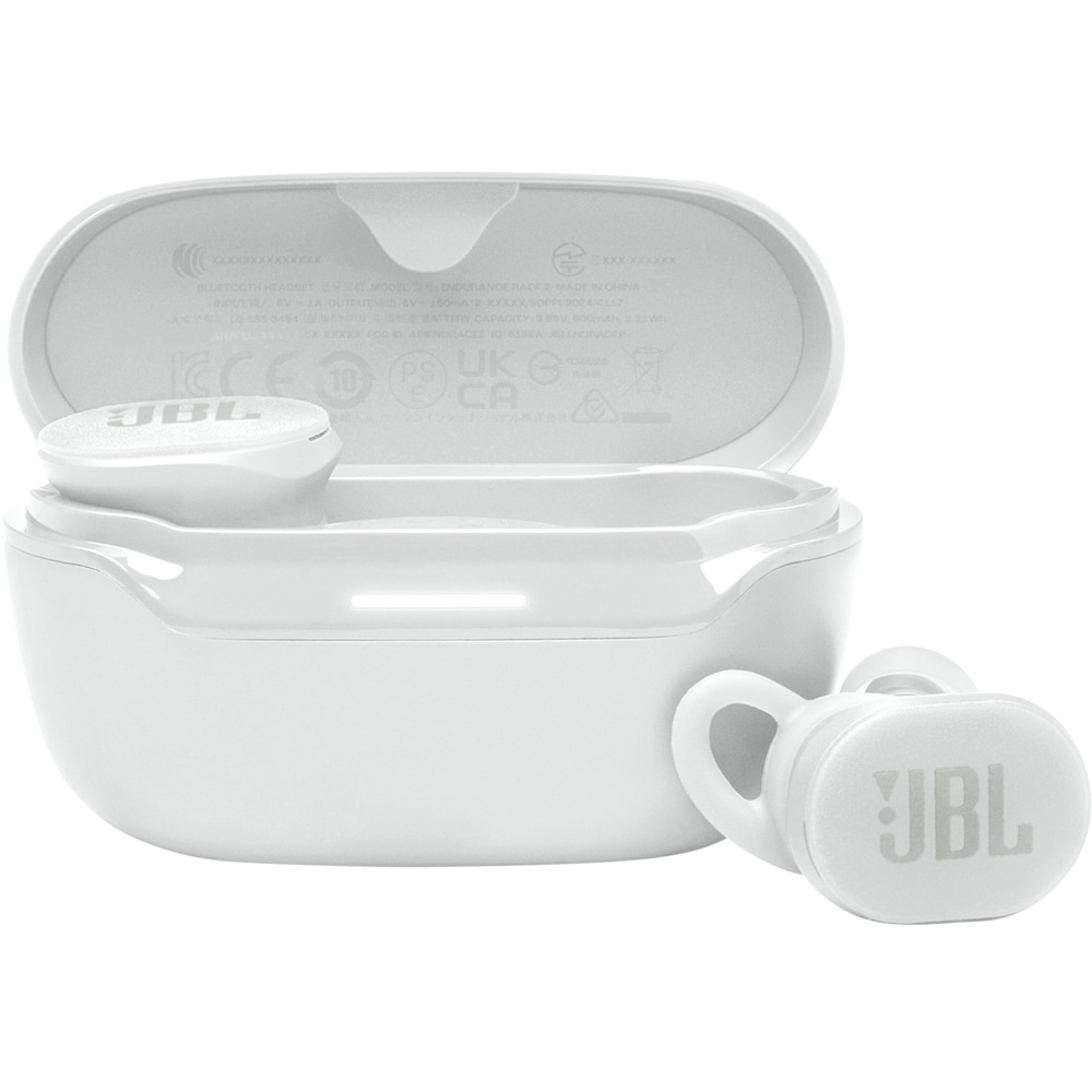 Casti JBL Endurance Race 2, True wireless, Bluetooth, In-ear, Microfon, Noise cancelling, alb