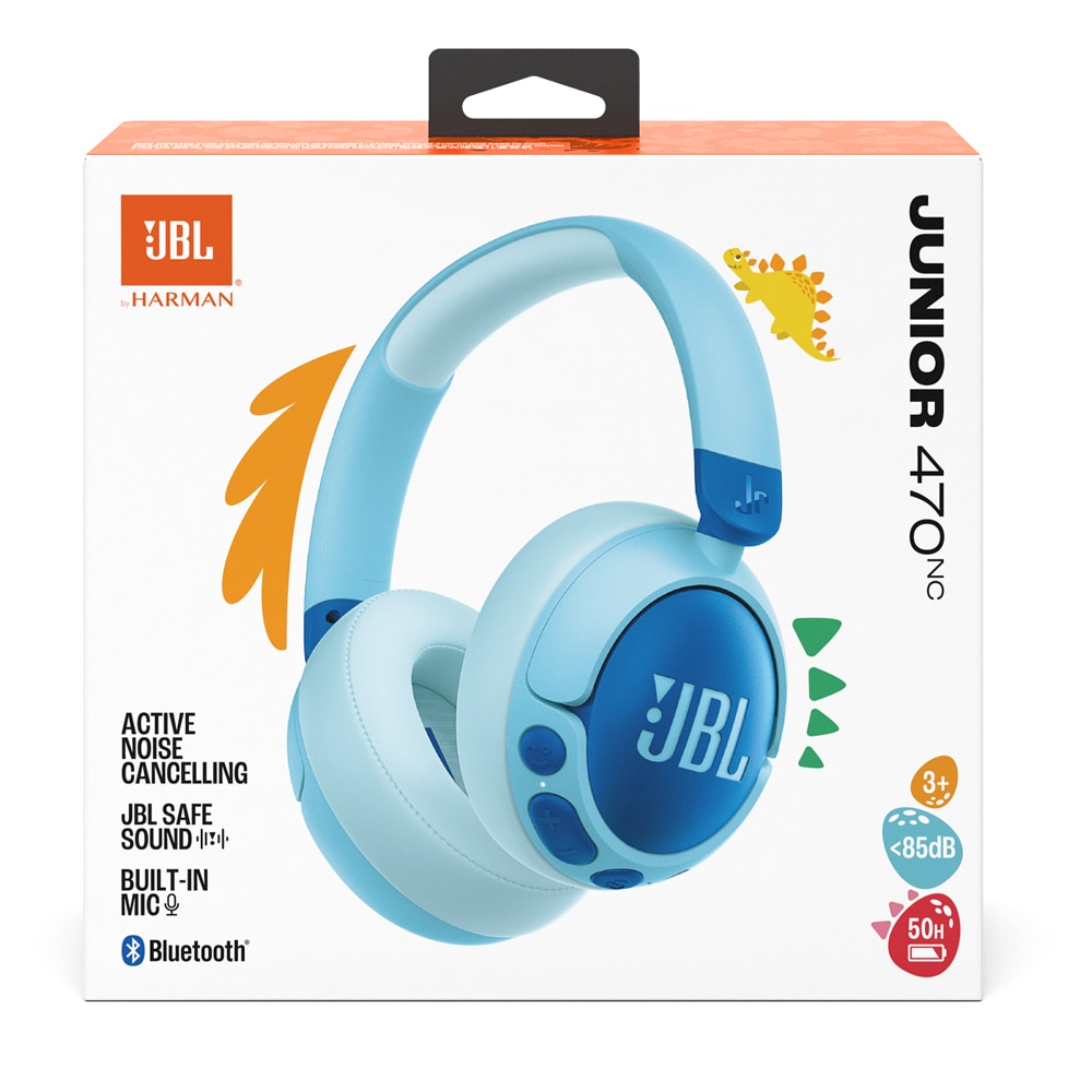 Casti pentru copii JBL JR470NC, Bluetooth, Over-ear, Microfon, Noise Cancelling, albastru