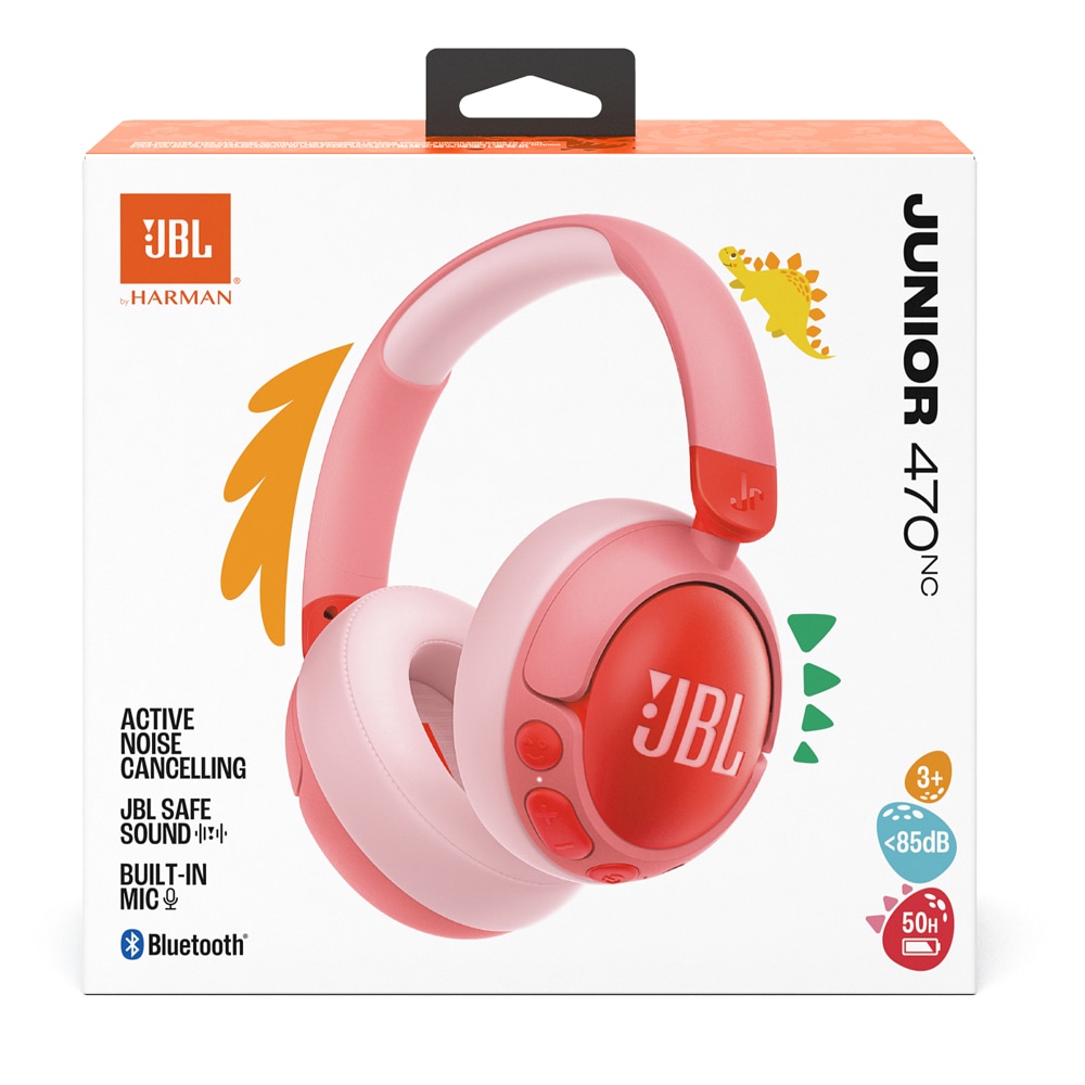 Casti pentru copii JBL JR470NC, Bluetooth, Over-ear, Microfon, Noise Cancelling, roz