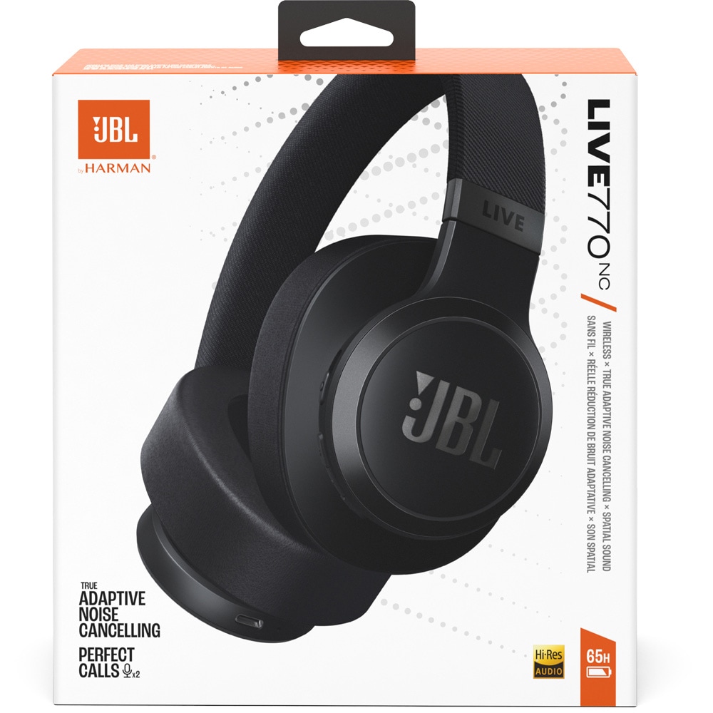 Casti JBL Live 770NC, Bluetooth, Over-ear, Microfon, Noise Cancelling, negru