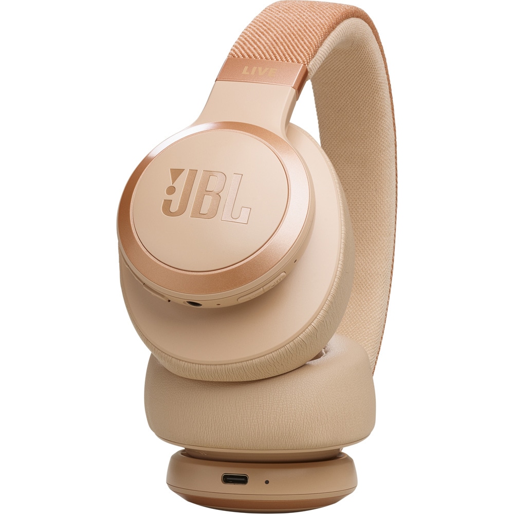 Casti JBL Live 770NC, Bluetooth, Over-ear, Microfon, Noise Cancelling, crem