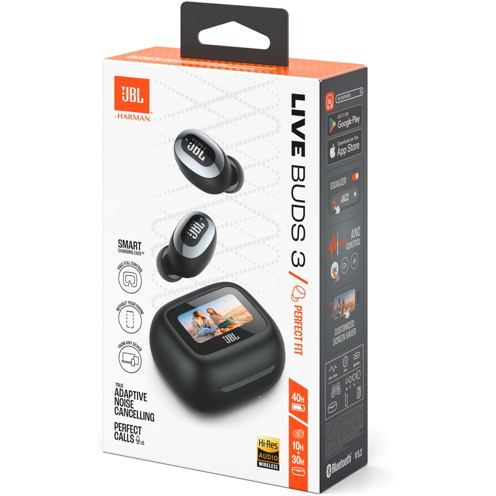 Casti JBL Live Buds 3, True wireless, Bluetooth, In-ear, Microfon, Noise cancelling, negru