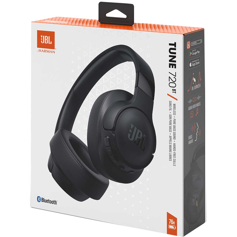 Casti JBL Tune 720BT, Bluetooth, Over-ear, Microfon, negru