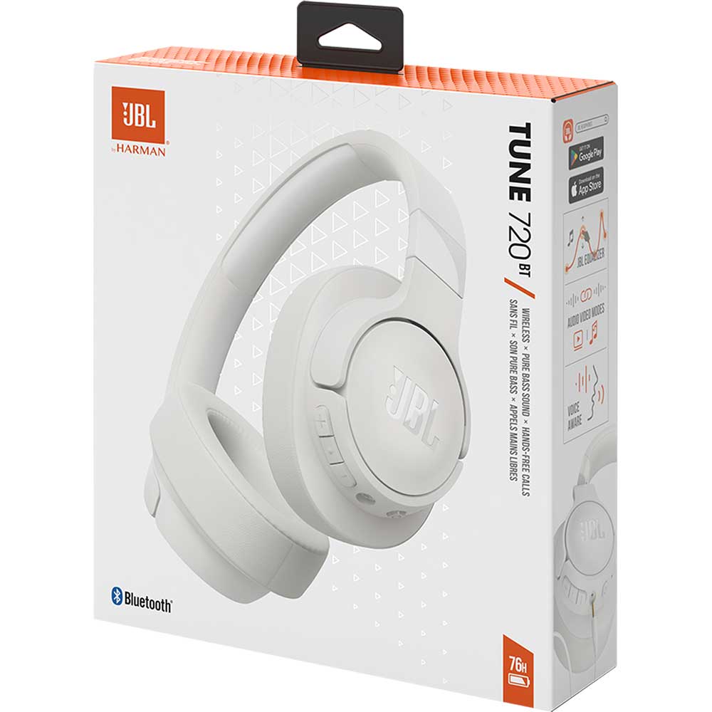 Casti JBL Tune 720BT, Bluetooth, Over-ear, Microfon, alb