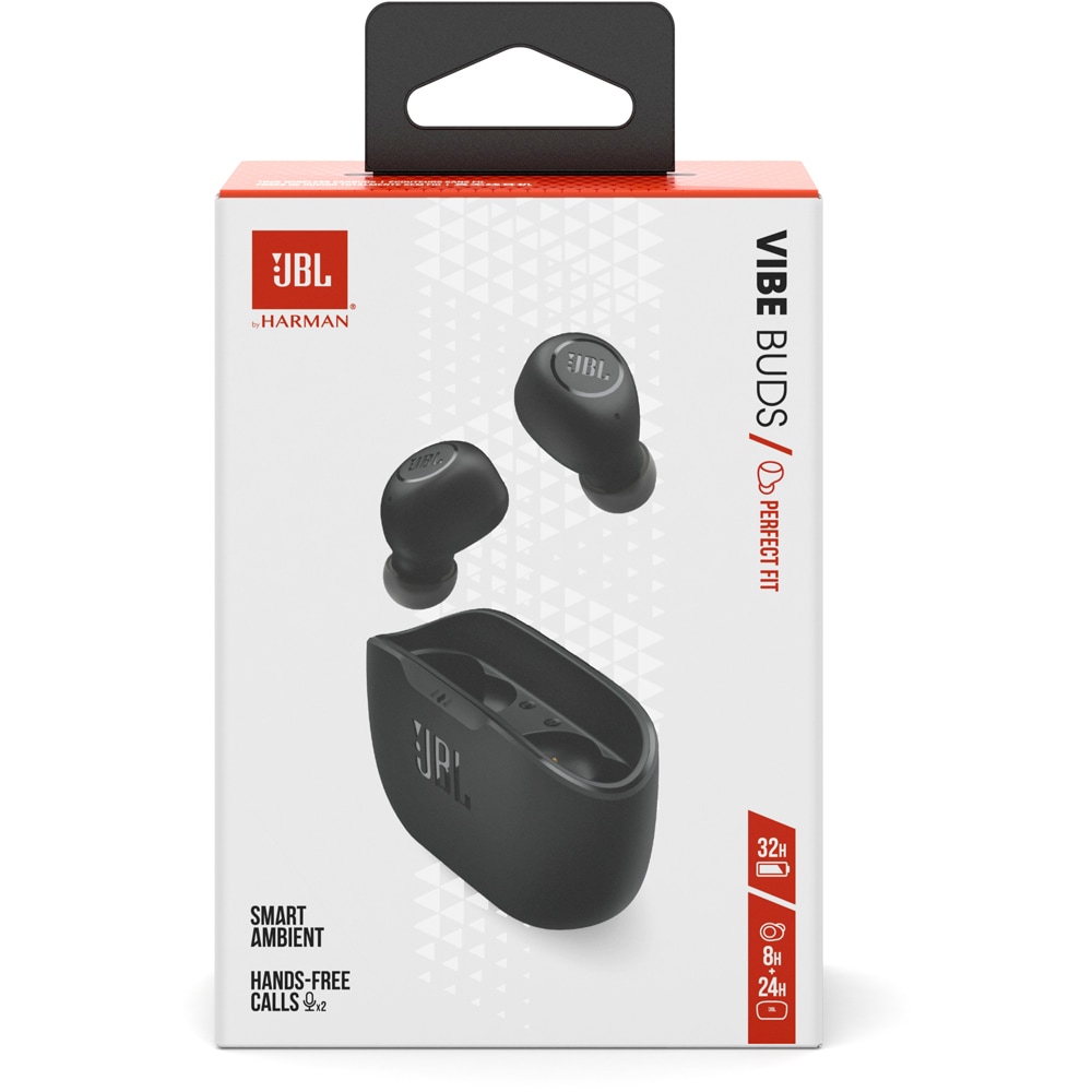 Casti JBL Vibe Buds, True wireless, Bluetooth, In-ear, Microfon, negru