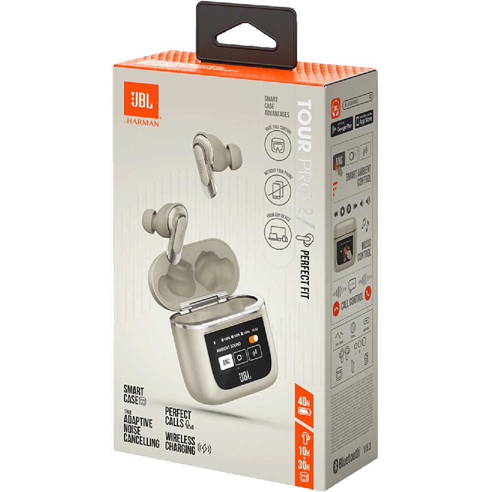 Casti JBL Tour Pro 2, True wireless, Bluetooth, In-ear, Microfon, Noise cancelling, crem