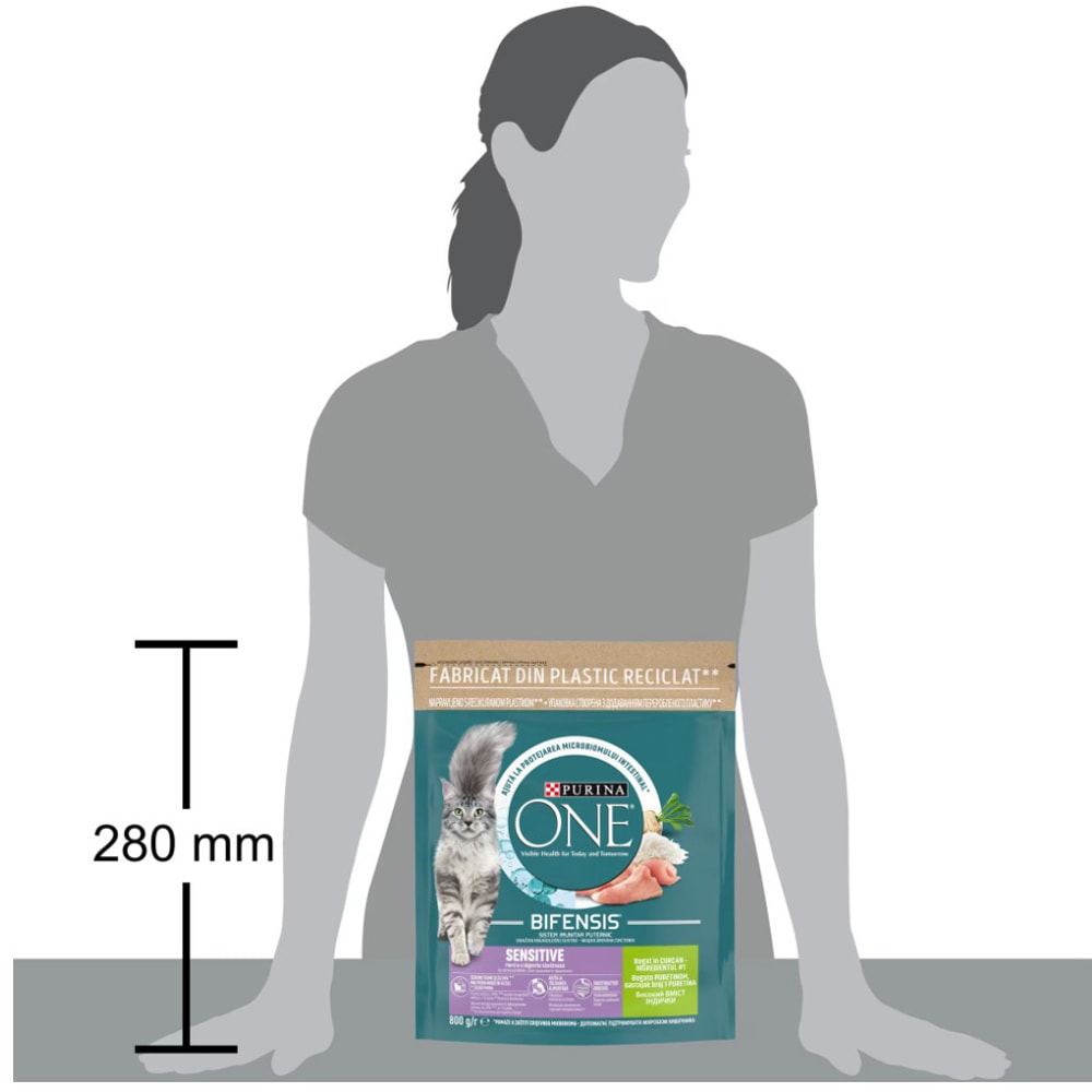 Hrana uscata pentru pisici PURINA ONE Sensitive, Curcan, 800 g