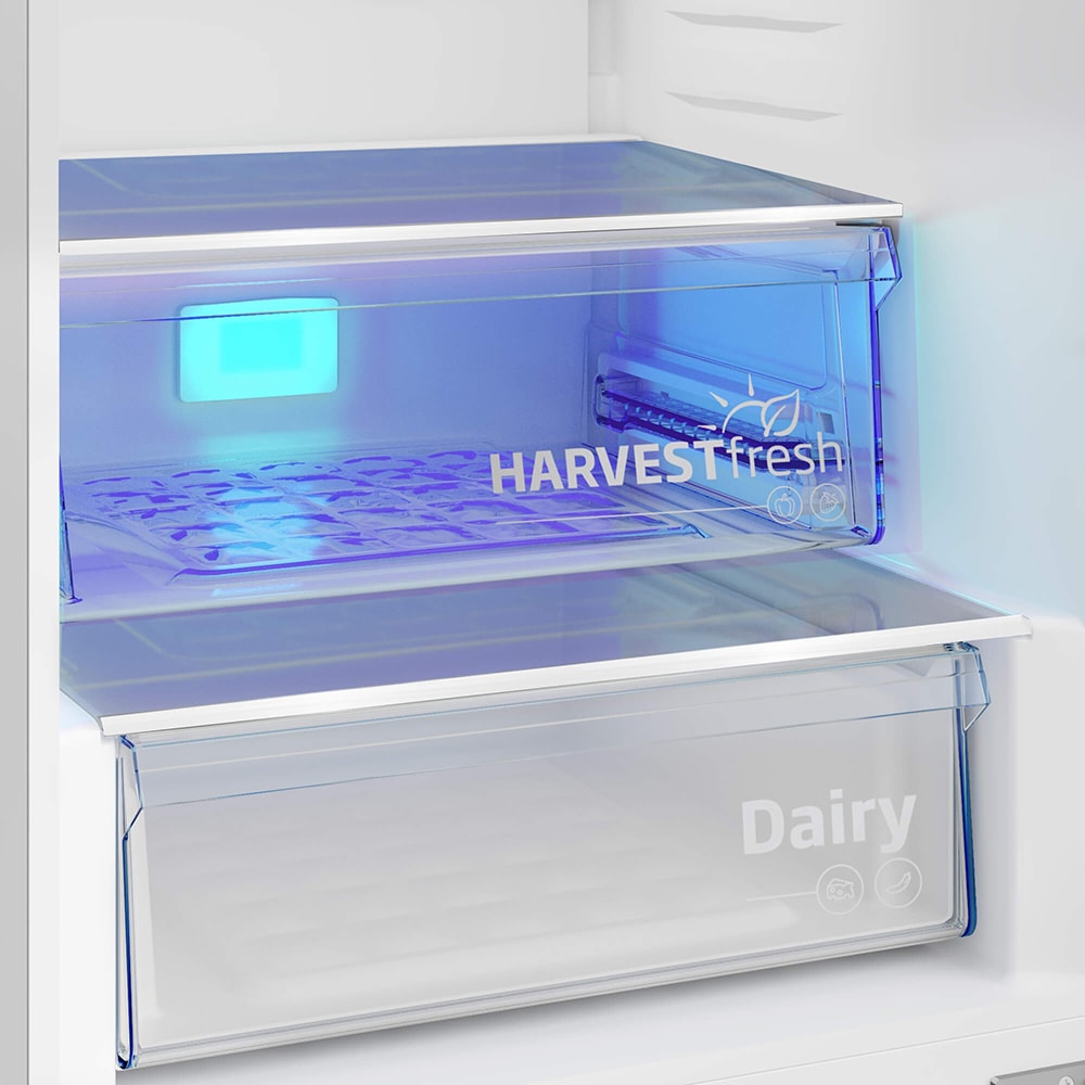 Combina frigorifica BEKO B3RCNA404HM, No Frost, 355 l, H 203.5 cm, Clasa E, gri lucios